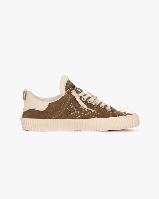 Springa | Unique Vulcanized Sneakers Italian Handmade Natural Wavy Suede Taupe Embroidery Sneakers for men
