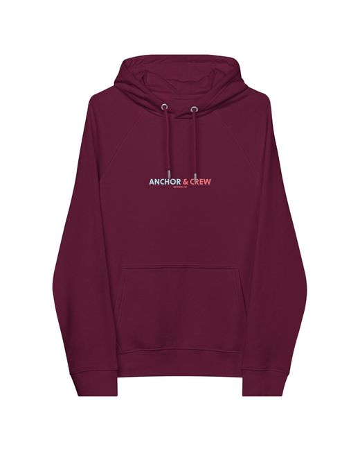 Anchor and Crew Red Burgundy One Moon Safari Editions Organic Cotton Hoodie for men