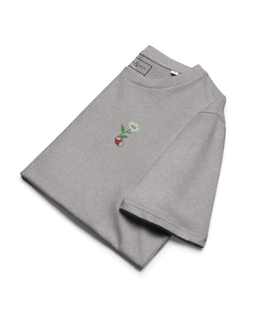 Anchor and Crew Gray Heather Daisy Garden Dystopia Organic Cotton Embroidered T-Shirt for men