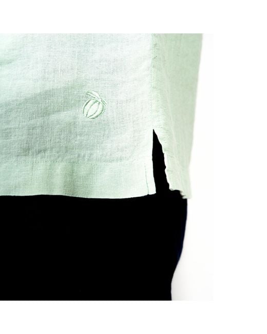 Maison Tangerine Green Mint Linen Short Sleeve Shirt For for men