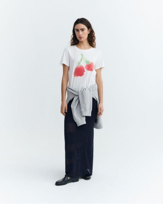 Thinking Mu White Blurry Cherry Ida T-Shirt