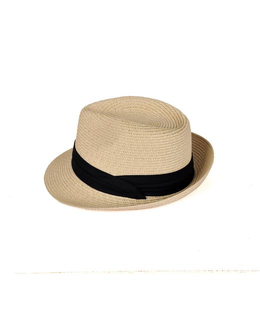 DAVID WEJ Black Neutrals Hugo Trilby Straw Hat for men