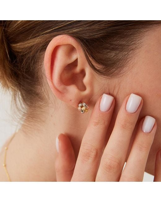 Spero London Metallic Rose Sterling Dorissa Beaded Stud Earring