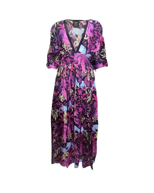 Any Old Iron Purple Return Of The Panther Printed Kaftan Maxi Dress