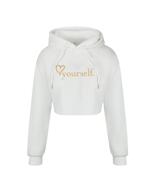 Rejected Hearts Club White Love Yourself Crop Hoodie