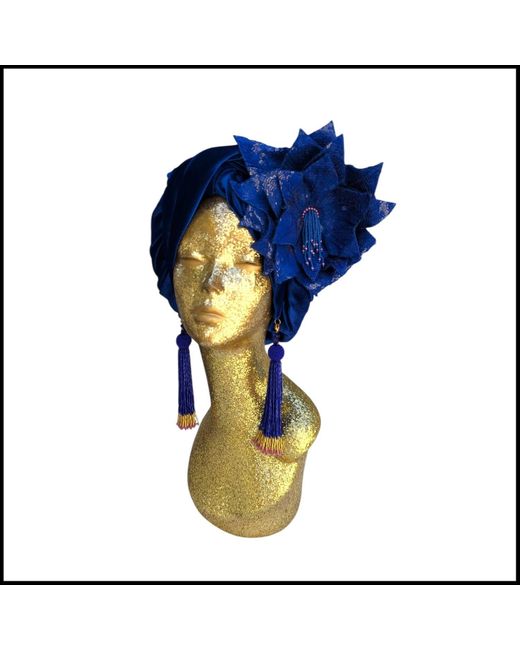 Julia Clancey Blue Cha Cha Cha Boom Electric Luxe Velour Turban