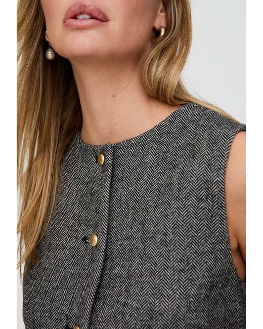 Lily and Lionel Gray Pandora Tailored Herringbone Print Waistcoat