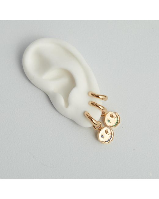 Kasun Metallic Smile Hoop Earrings – April – Diamond – Plated
