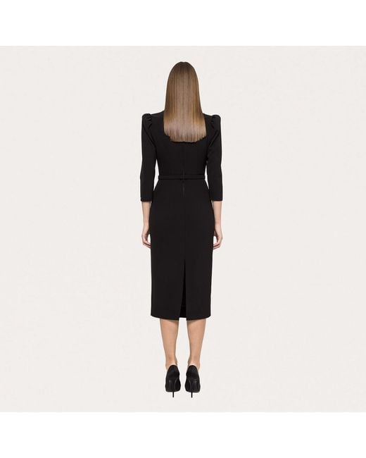 Nissa Black Belted Midi Dress