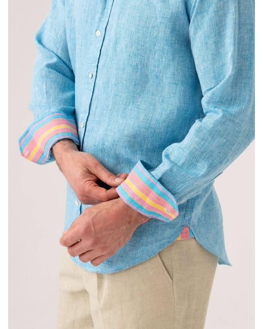 Koy Clothing Blue Linen Shirt for men