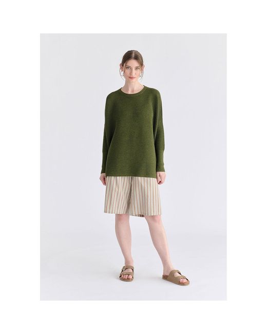 Paisie Natural Neutrals Striped Bermuda Shorts