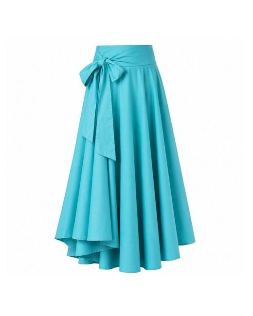 Nikka Place Blue Summer Cocktail Cotton Skirt With Bow