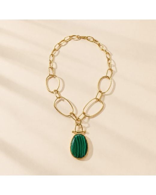 Rare Matters Jewelry Metallic Luxe Malachite Pendant Necklace