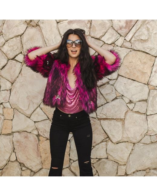 Jennafer Grace Multicolor Planet Queen Faux Fur Jacket
