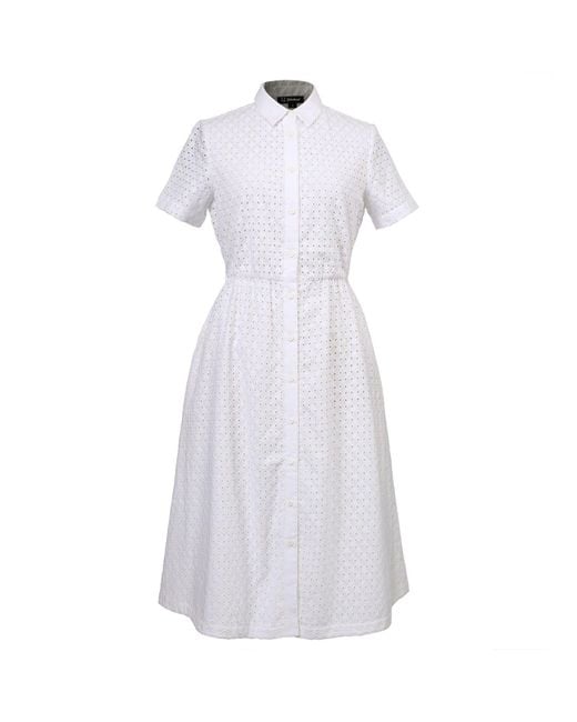 Smart and Joy White Eyelet Cotton Lace Shirt-Dress