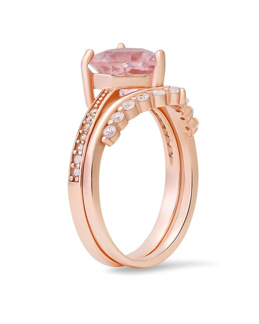 Kylie Harper Pink Heart-Cut Morganite 2Pc Stackable Ring Set