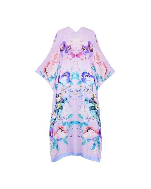 Meng Blue Silk Georgette Kaftan