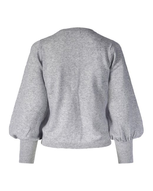 tirillm Gray Ava Cashmere Cardigan With Puffed Sleeves