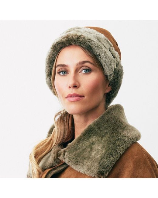 Owen Barry Brown Sheepskin Beanie Hat Ottoman Tan Deane By