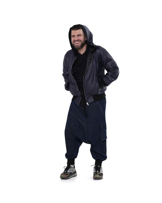 Metamorph Blue Croc-Effect Bomber Jacket for men