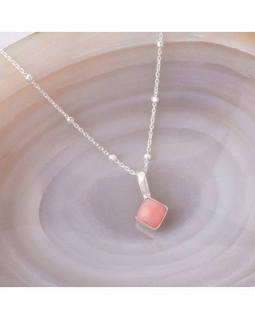 Nellou Jewellery Metallic Diamond Opal Necklace Birthstone October Sterling