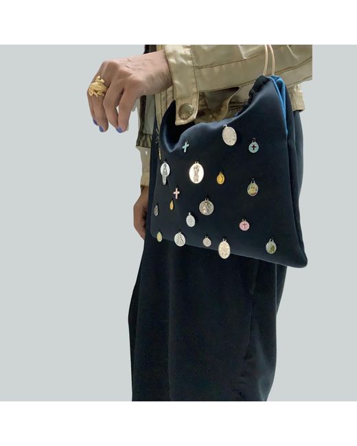 Hilo De Mar Blue Mary Top Handle Bag With Medals