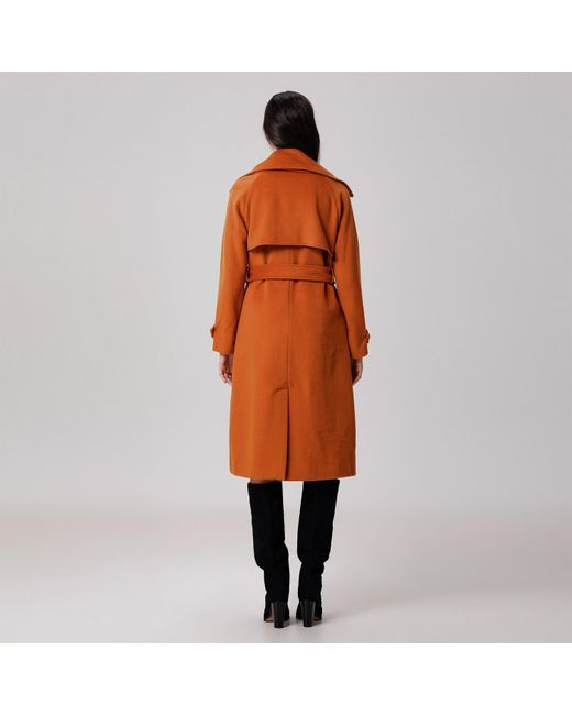 Smart and Joy Orange Shoulder Flaps Woolen Coat