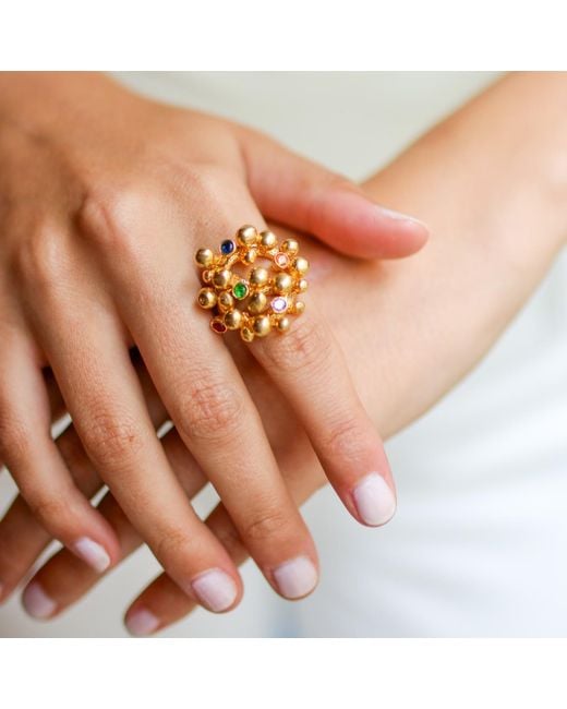 Kybele Studio Metallic Gemstone Bouquet Ring