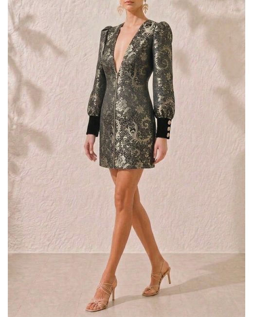 Mandarano Black Belladonna Brocade Mini Dress