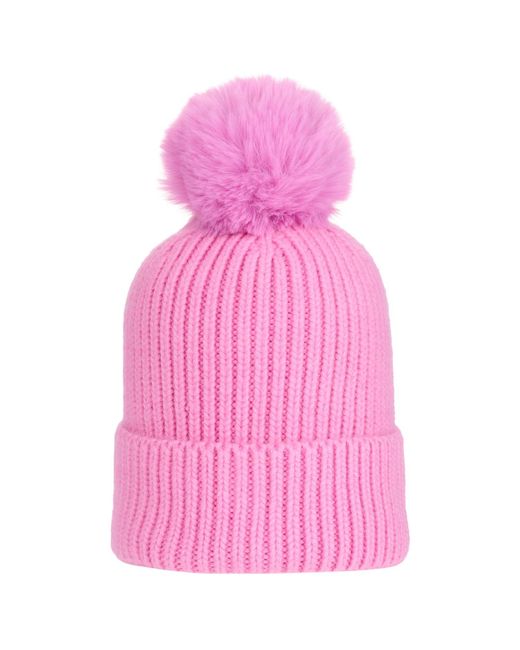 At Last Pink Super Soft Chunky Cashmere Mix Hat With Pom Pom
