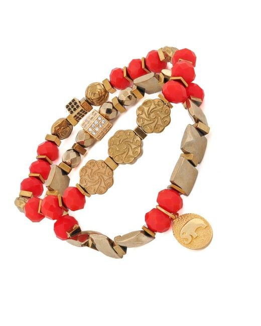 Ebru Jewelry Red Strength & Grace Energy Elephant Charm Bracelet Set