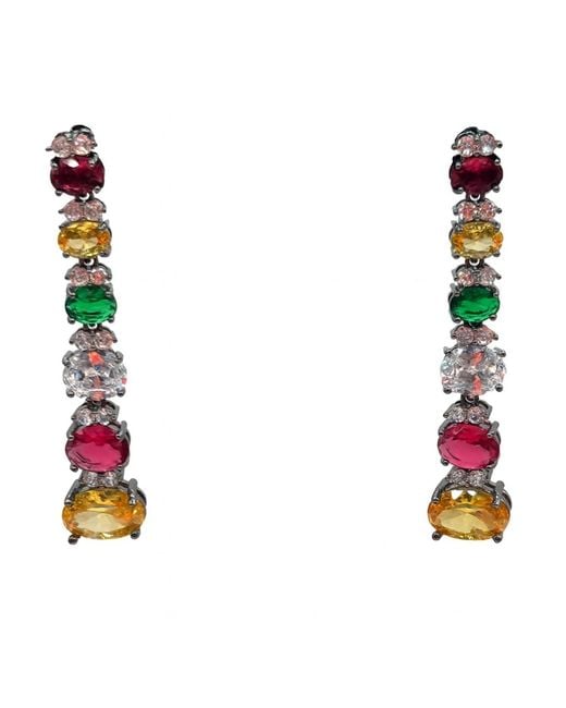 Michael Nash Jewelry Multicolor Rosa Multi Color Cubic Zirconium Pierced Drop Earrings