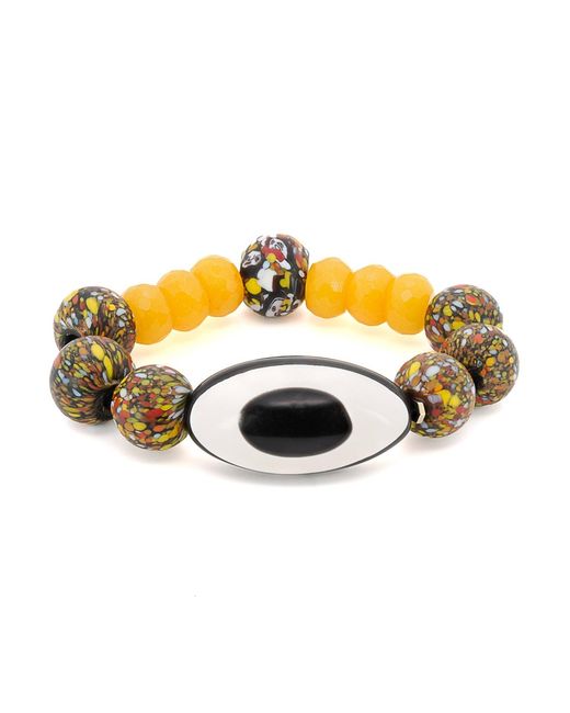 Ebru Jewelry Metallic Chunky Evil Eye African Beaded Bracelet