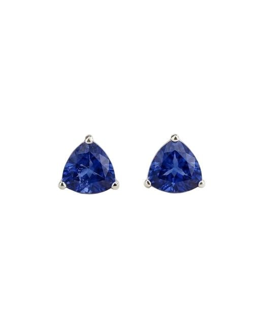 Juvetti Blue Trillion Sapphire Solitaire Stud Earrings