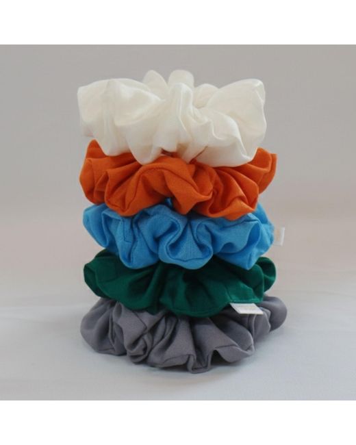Silk and Bears Gray Pure Habotai Silk Scrunchie Set Of 5 – Emerald, Sky, Pearl
