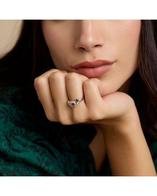 Isla Silver White Handmade Teardrop Amethyst & Iolite Ring