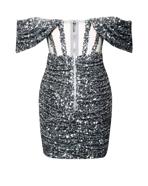 Miss Circle New York Black Weston Sequin Off Shoulder Corset Dress