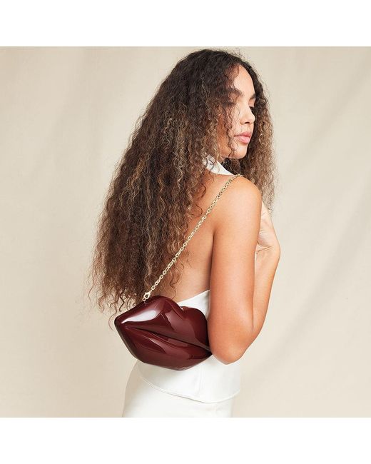Lulu Guinness Red Garnet Medium Lips Clutch Bag