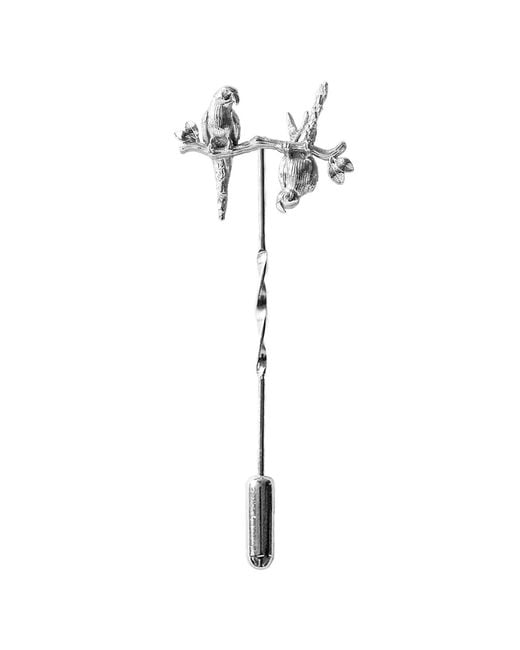 Lee Renee Metallic Parakeet Tie Pin – Two Friends On A Branch – for men
