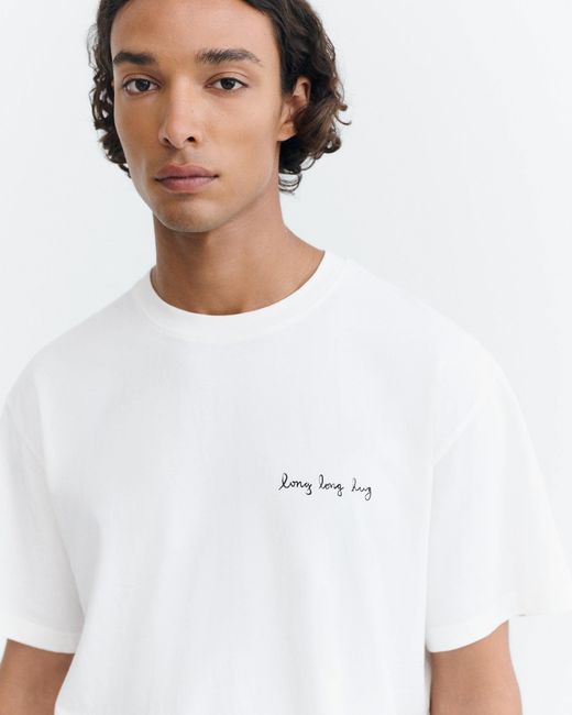 Thinking Mu White Hug Aaron Long T-Shirt for men