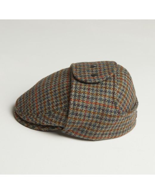 Dasmarca Hats Green Logan Forest Tweed Wool Checks Italian Cap With Earflaps Trapper for men
