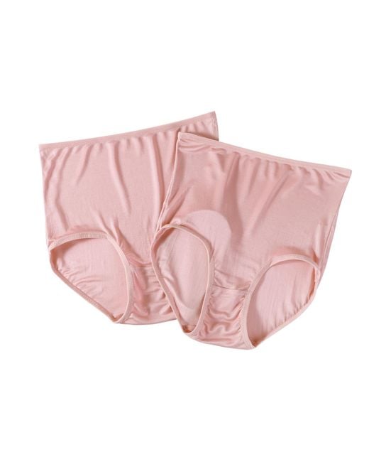 Soft Strokes Silk Pink Set Of Two Knitted Silk Mid Rise French Cut Pantie Shimmer Collection