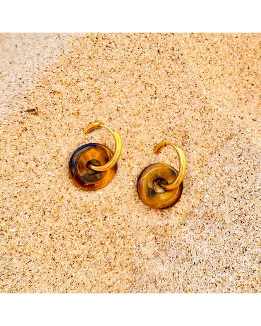 Smilla Brav Metallic Earrings Tiger's Eye