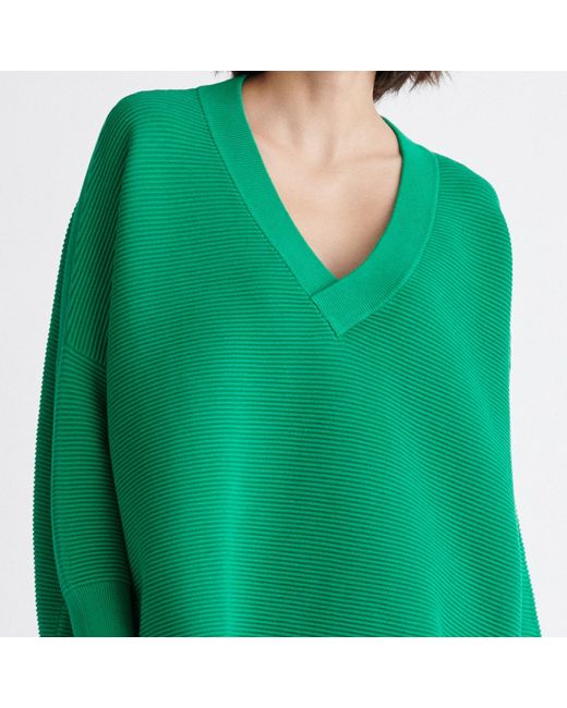 Paisie Green V-Neck Ribbed Jumper