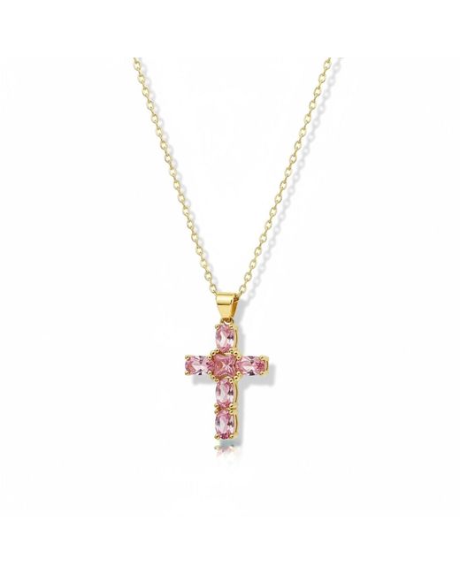 Vicky&Nico Pink Crystal Cross Necklace