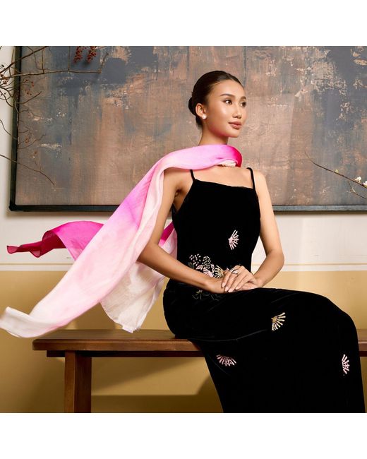 Silk and Bears Pink Hot Ombre Hand-Dyed Silk Scarf – Mulberry Silk Wrap