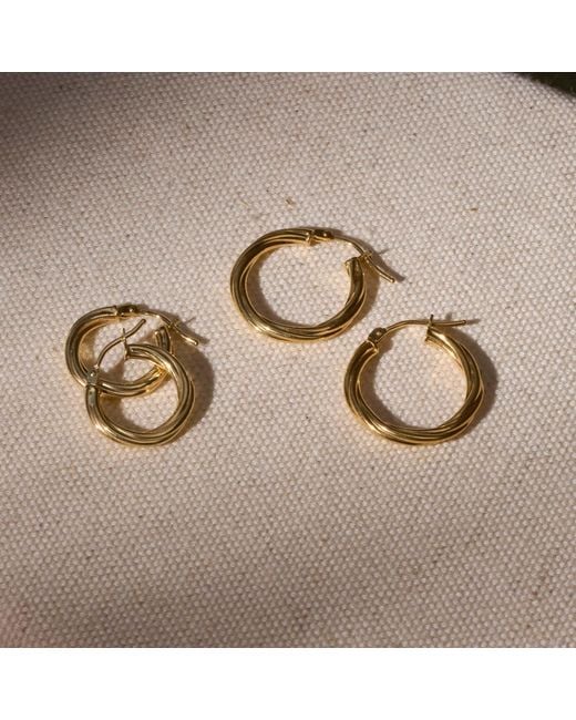 Zohreh Metallic Medium Twisted Hoop Earring Pair 9K