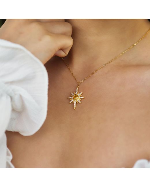 Luna Charles Metallic Heidi North Star Birthstone Necklace Plated November