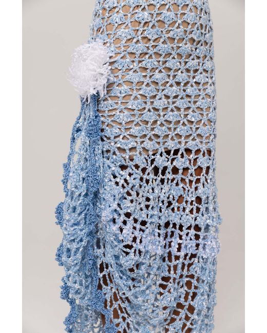 Andreeva Blue Metallic Iris Handmade Crochet Dress