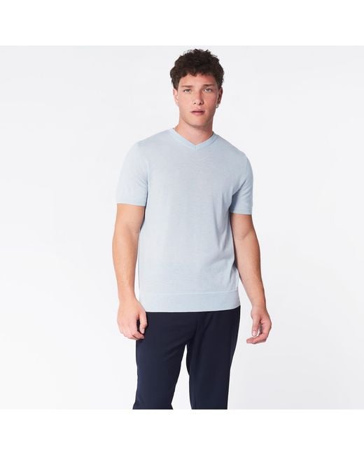 George Patrick Blue Ice High V-Neck Cashmere Sweater for men